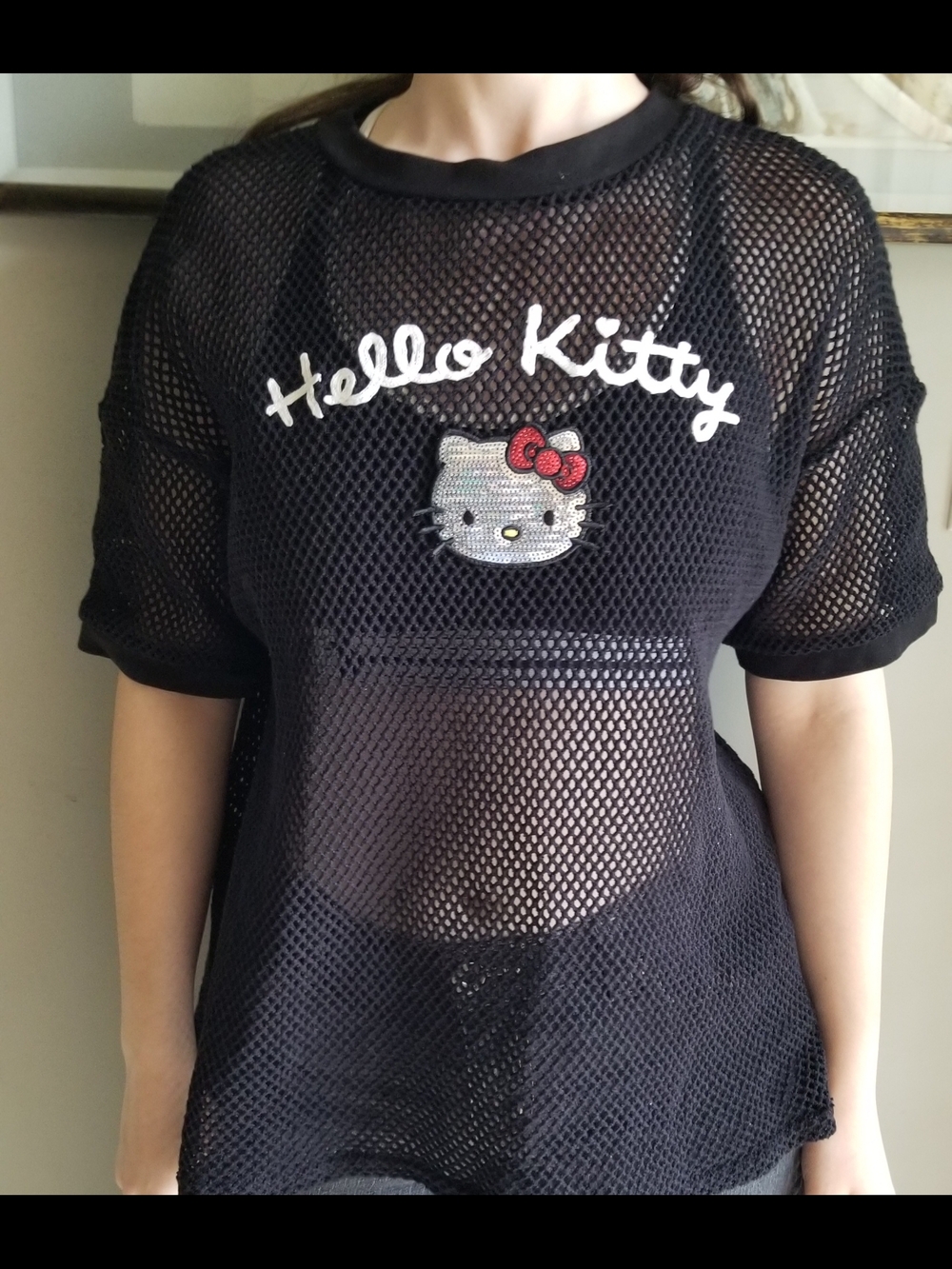 Hello Kitty Black Mesh Tee